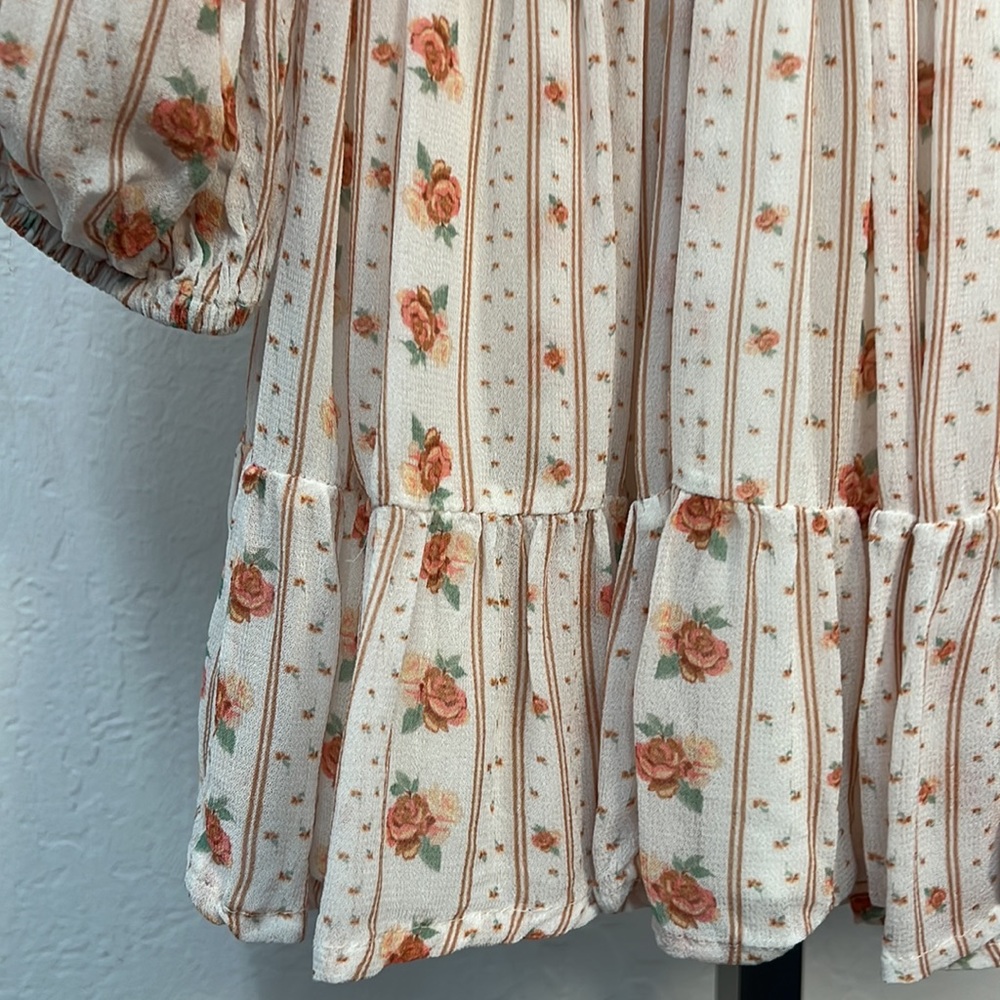 Anthropologie Let Me Be Mock Neck Georgette Floral Mini Dress Sz SP - Picture 14 of 16